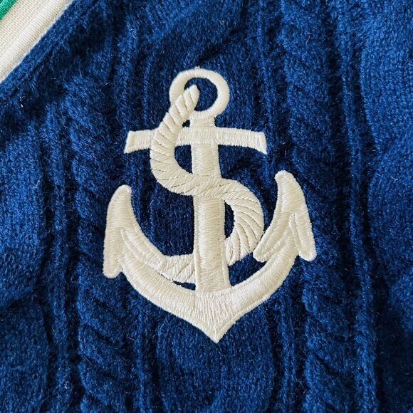 SANDRO Navy Cable Knit Sweater - 1 (Small) - Picture 2 of 5